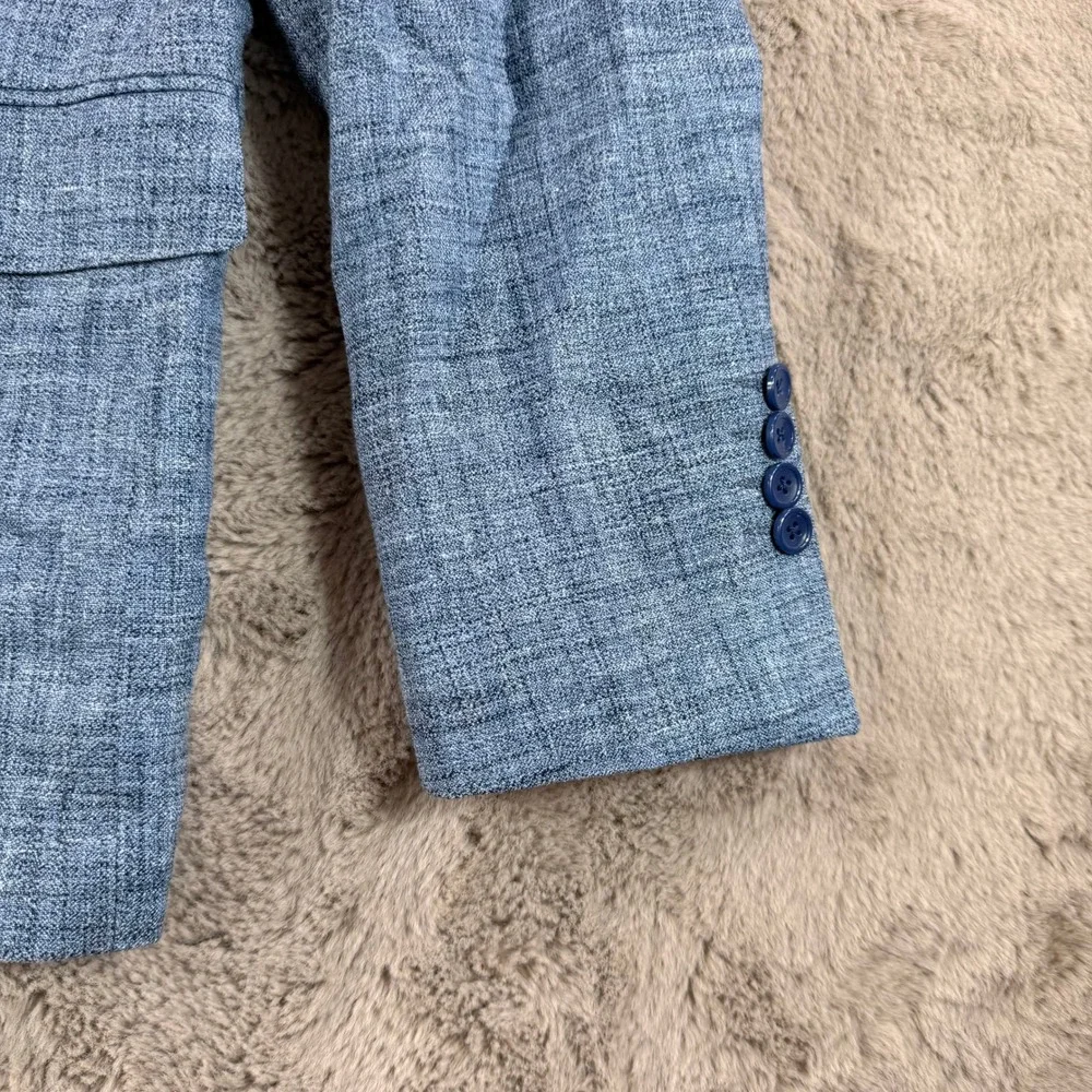 Patrick James Moderno Sport Coat 44L Light Blue Bamboo Silk Linen Botto Giuseppe